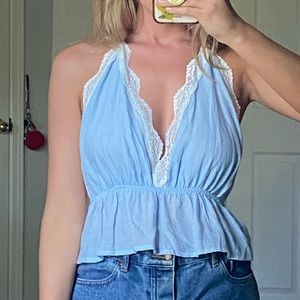 Light blue baby doll shirt